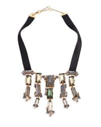 Alexis Bittar | Black Elements Punk Labradorite, Pyrite, Crystal & Ribbon Cascading Baguette Bib Necklace | Lyst