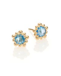 Anzie | Dew Drop Swiss Blue Topaz & 14k Yellow Gold Stud Earrings | Lyst