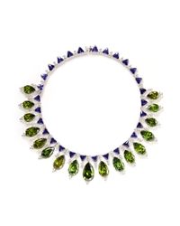 CZ by Kenneth Jay Lane | Green Pear Cut Cubic Zirconia Collar Necklace | Lyst