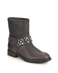 Pedro Garcia | Gray Kian Jeweled Leather Moto Boots | Lyst