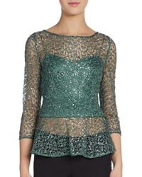 Kay Unger | Green Cropped Faille Bolero | Lyst