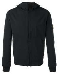 Stone island Hooded Polyester Jacket in Soft Shellr in Black for Men | Lyst