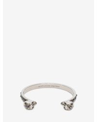Alexander McQueen - Metallic Thin Twin Skull Bracelet - Lyst