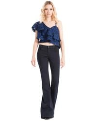 Alice + Olivia - Blue Saba One Shoulder Ruffle Top - Lyst