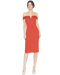Alice + Olivia Red Sienna Off Shoulder Fitted Dress