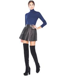 Alice + Olivia | Black Box Pleat Leather Skirt | Lyst