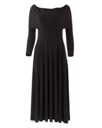Norma Kamali | Black Cowl Neck Flared Dress | Lyst