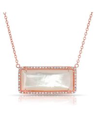 Anne Sisteron | Metallic 14kt Rose Gold Mother Of Pearl Diamond Brick Necklace | Lyst