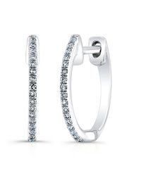 Anne Sisteron | Metallic 14kt White Gold Diamond Huggie Earrings | Lyst
