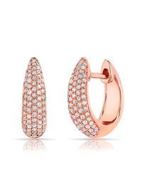 Anne Sisteron - Pink 14kt Rose Gold Diamond Bold Huggie Earrings - Lyst