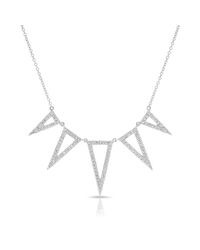 Anne Sisteron - 14kt White Gold Diamond 5 Open Triangle Necklace - Lyst