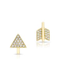 Anne Sisteron - 14kt Yellow Gold Diamond Split Arrow Stud Earrings - Lyst