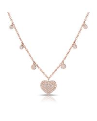 Anne Sisteron - Metallic 14kt Rose Gold Diamond Heart And Droplets Necklace - Lyst