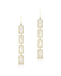 Anne Sisteron - White 14kt Yellow Gold Mother Of Pearl Diamond Rectangle Drops Earrings - Lyst