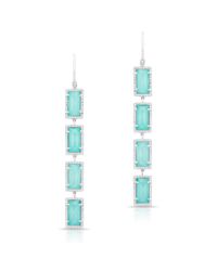 Anne Sisteron - 14kt White Gold Turquoise Diamond Rectangle Drops Earrings - Lyst