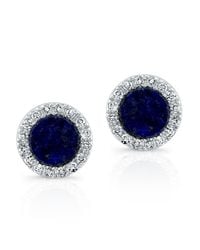 Anne Sisteron - Blue 14kt White Gold Lapis Lazuli Diamond Round Stud Earrings - Lyst