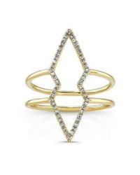 Anne Sisteron - Metallic 14kt Yellow Gold Diamond Double Open Spear Ring - Lyst