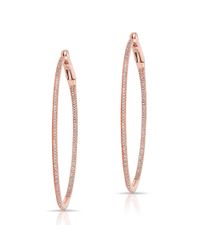 Anne Sisteron | Metallic 14kt Rose Gold Diamond 2" Hoop Earrings | Lyst