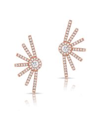 Anne Sisteron | Metallic 14kt Rose Gold Diamond Deco Stud Earrings | Lyst