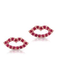 Anne Sisteron | Pink 14kt Rose Gold Ruby Kiss Stud Earrings | Lyst
