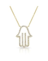 Anne Sisteron | Metallic 14kt Yellow Gold Diamond Hamsa Necklace | Lyst