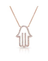 Anne Sisteron | Metallic 14kt Rose Gold Diamond Hamsa Necklace | Lyst