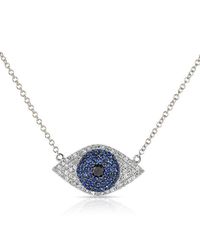 Anne Sisteron | 14kt White Gold Blue Sapphire Diamond Evil Eye Necklace | Lyst