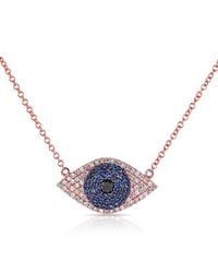 Anne Sisteron | 14kt Rose Gold Blue Sapphire Diamond Evil Eye Necklace | Lyst