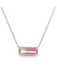 Anne Sisteron | Metallic 14kt Rose Gold Watermelon Tourmaline Short Diamond Bar Necklace | Lyst