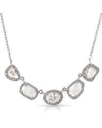 Anne Sisteron | Metallic 14kt White Gold 5 Diamond Slice Princess Necklace | Lyst