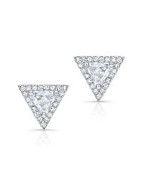 Anne Sisteron | 14kt White Gold White Topaz Triangle Diamond Stud Earrings | Lyst