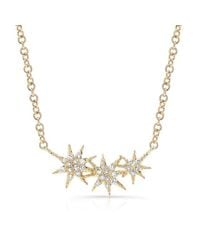 Anne Sisteron | Metallic 14kt Yellow Gold Diamond Triple Starburst Necklace | Lyst