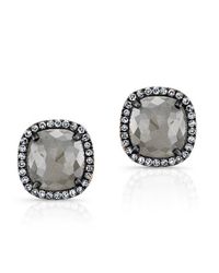 Anne Sisteron | Metallic 14kt Oxidized Rose Gold Diamond And Raw Diamond Stud Earrings | Lyst
