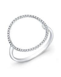 Anne Sisteron | Metallic 14kt White Gold Diamond Open Circle Diamond Ring | Lyst