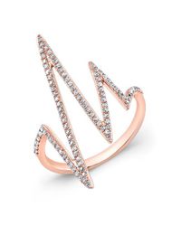 Anne Sisteron | Metallic 14kt Rose Gold Diamond Heartbeat Ring | Lyst