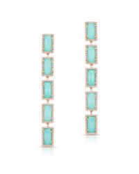 Anne Sisteron - Blue 14kt Rose Gold Turquoise Diamond Five Rectangle Drops Shandi Earrings - Lyst