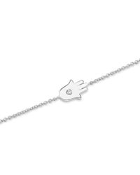 Anne Sisteron - Metallic 14kt White Gold Solitaire Diamond Hamsa Chain Bracelet - Lyst