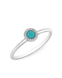 Anne Sisteron Multicolor 14kt White Gold Diamond Turquoise Round Disc Ring