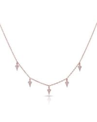 Anne Sisteron - Metallic 14kt Rose Gold Diamond Small Shield Drops Necklace - Lyst