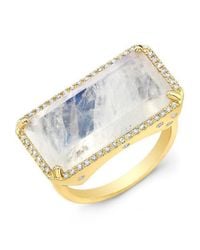 Anne Sisteron - Metallic 14kt Yellow Gold Diamond Base Moonstone Ring - Lyst