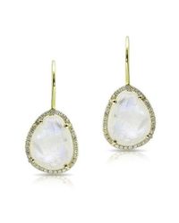 Anne Sisteron - Metallic 14kt Yellow Gold Moonstone Diamond Organic Shape Earrings - Lyst
