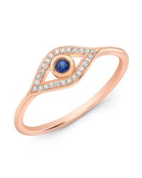 Anne Sisteron - Metallic 14kt Rose Gold Diamond Sapphire Open Evil Eye Ring - Lyst