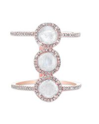 Anne Sisteron - Multicolor 14kt Rose Gold Triple Diamond Slice H Ring - Lyst