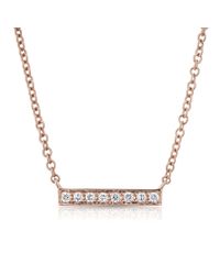 Anne Sisteron - Metallic 14kt Rose Gold Diamond Mini Bar Necklace - Lyst