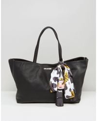 Lyst Love Moschino Per Bag With Detatchable Cow Scarf In Black Love Moschino Women S Black Per Bag With Detatchable Cow Scarf