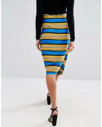 The9c45 Asos Liquorish Striped Wrap Midi Skirt With D Ring On