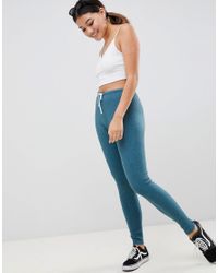 ASOS Green Slim Joggers In Rib