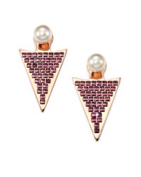 Ca&Lou | Metallic Stella Crystal & Faux Pearl Drop Earrings | Lyst