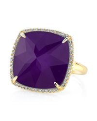 Anne Sisteron - Metallic 14kt Yellow Gold Alunite Diamond Cushion Cut Cocktail Ring - Lyst