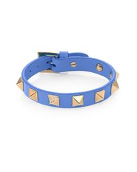 Valentino | Blue Rockstud Small Leather Bracelet | Lyst